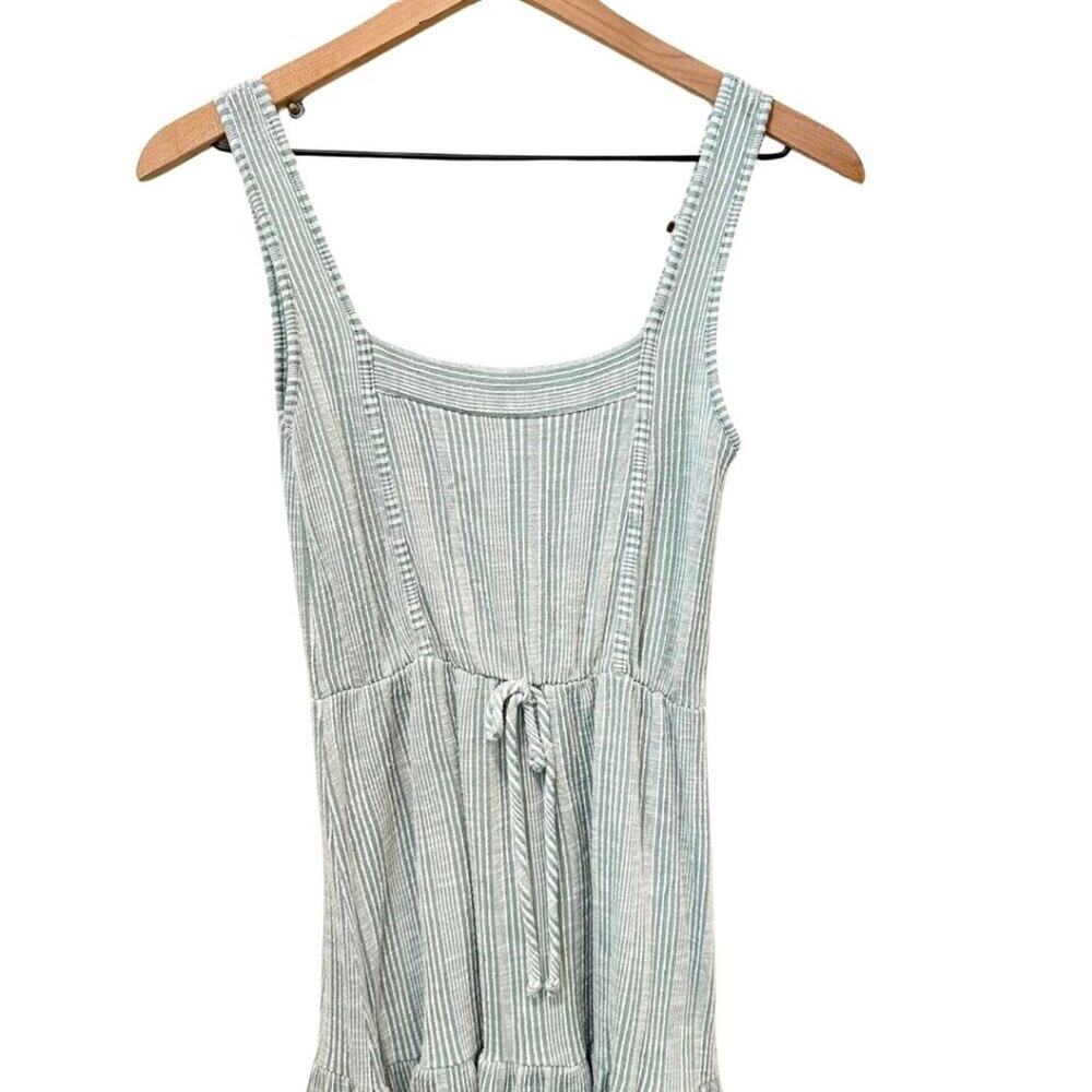 Caution to the Wind Square Neck Dress Green White Small - Picture 2 of 7